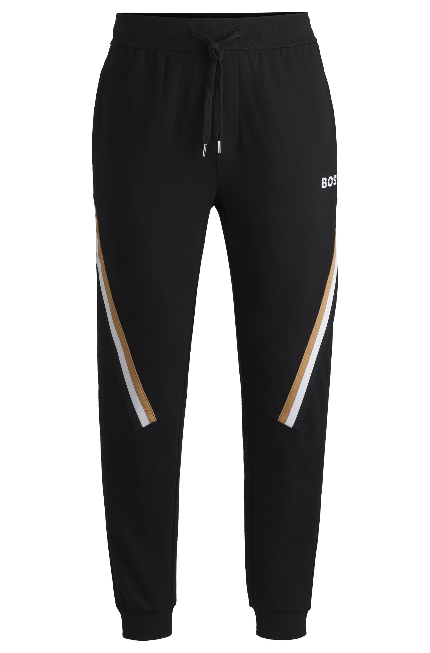 Cotton-terry tracksuit bottoms with signature-stripe tape
