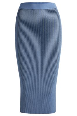 Hugo Boss Knitted Tube Skirt With Two-tone Rib In Patterned