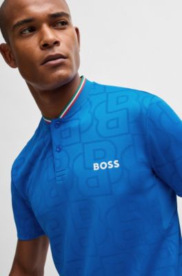 BOSS - BOSS x Matteo Berrettini polo shirt in monogram-mesh