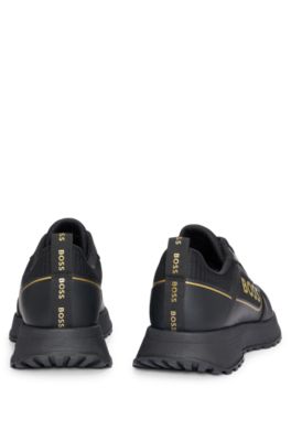 BOSS - Mixed-material trainers with large side-panel logo