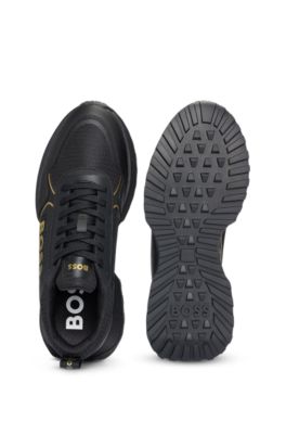 BOSS - Mixed-material trainers with large side-panel logo