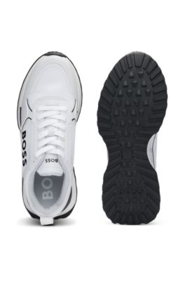 Deportivas de mezcla de materiales con gran logo en el panel lateral, Blanco