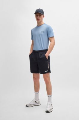 BOSS x Matteo Berrettini stretch-jersey T-shirt with signature details, Light Blue
