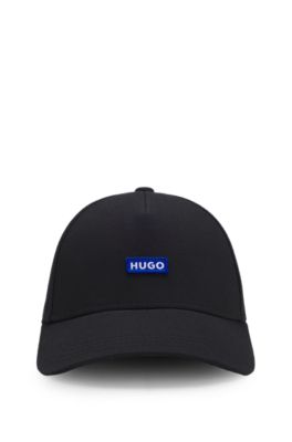 Logo-patch cap in cotton twill, Black