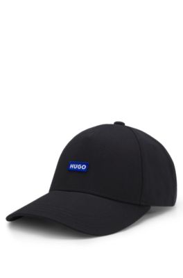 Logo-patch cap in cotton twill, Black