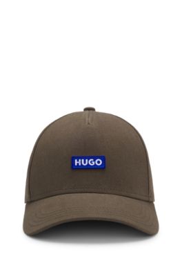 Gorra de sarga de algod&oacute;n con parche de logo, Marr&oacute;n oscuro