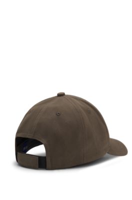 Gorra de sarga de algod&oacute;n con parche de logo, Marr&oacute;n oscuro