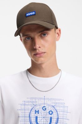 Gorra de sarga de algod&oacute;n con parche de logo, Marr&oacute;n oscuro