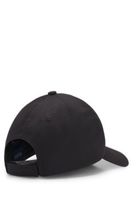 Cotton-twill cap with blue logo patch, Black