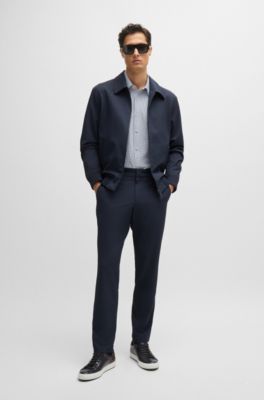 Slim-fit shirt in printed performance-stretch fabric, Light Blue