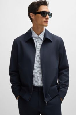 Slim-fit shirt in printed performance-stretch fabric, Light Blue