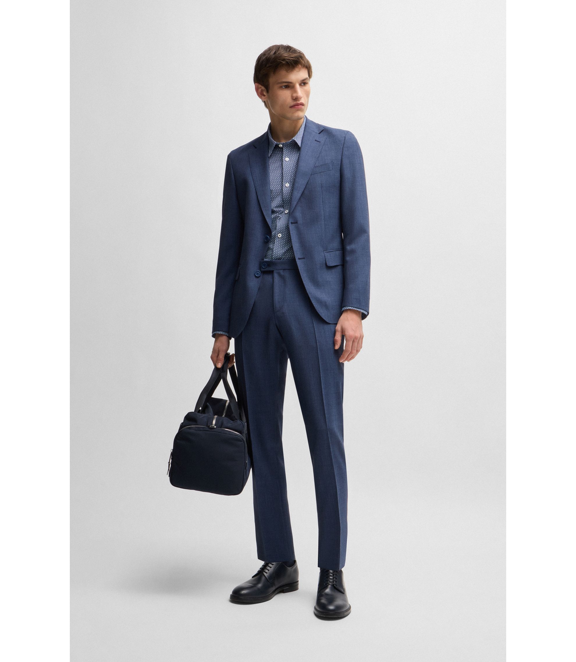 BOSS - Slim-fit shirt in monogram-print performance-stretch