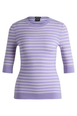 Hugo Boss Merino-wool Sweater With Breton Stripes In Patterned