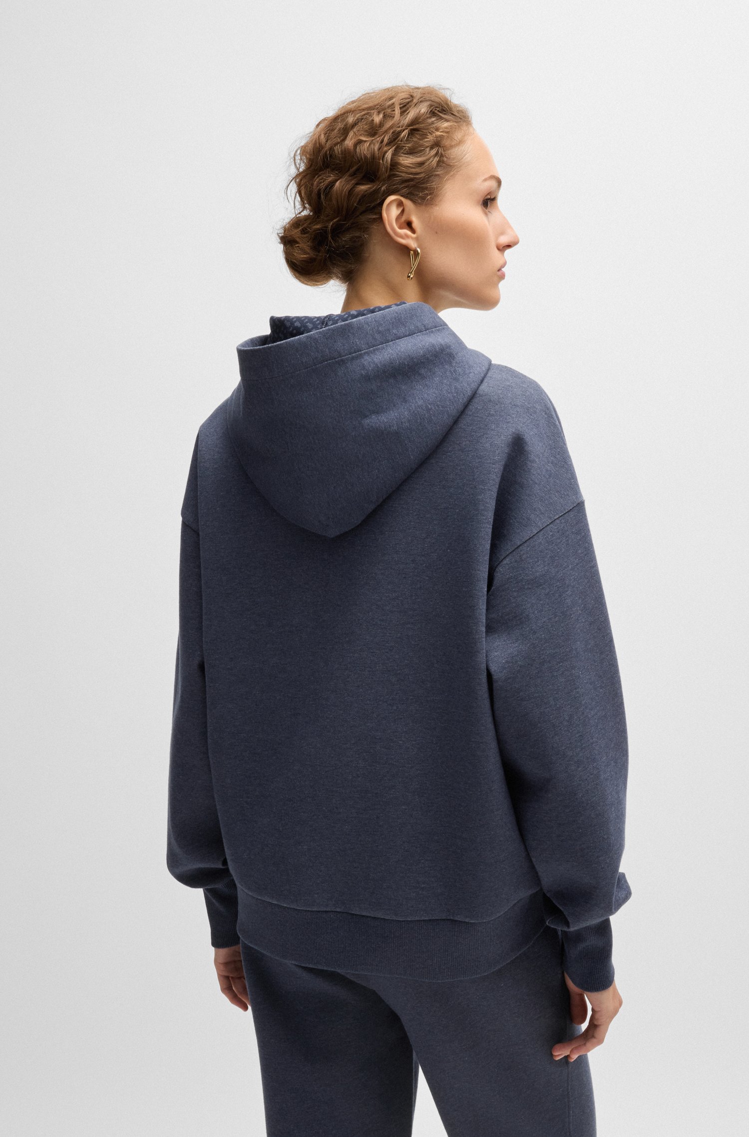 Melange-cotton hoodie with Double B monogram