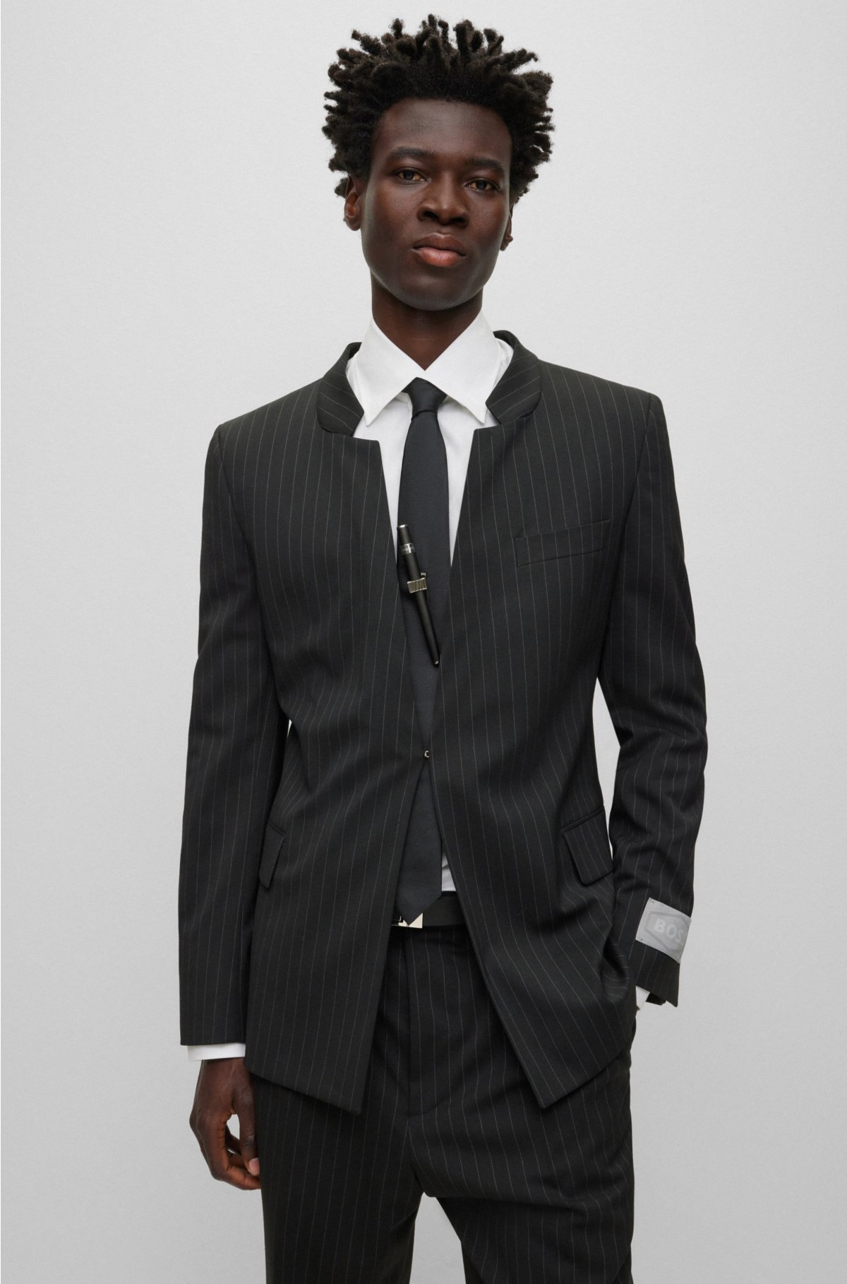 BOSS - Regular-fit, wool-blend pinstriped blazer