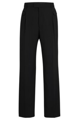 BOSS - Pinstriped straight-leg trousers in a wool blend