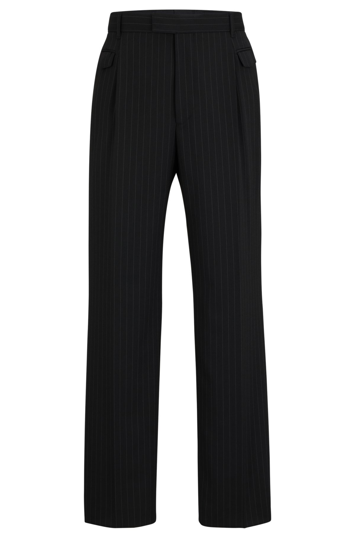 BOSS - Pinstriped straight-leg trousers in a wool blend