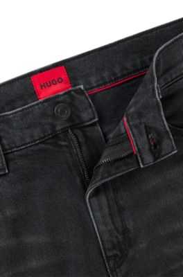 Slim-fit jeans in black stretch denim, Black