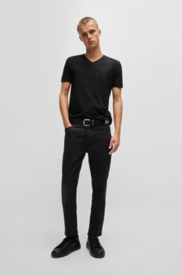 Jean Tapered en denim stretch noir intense, Noir