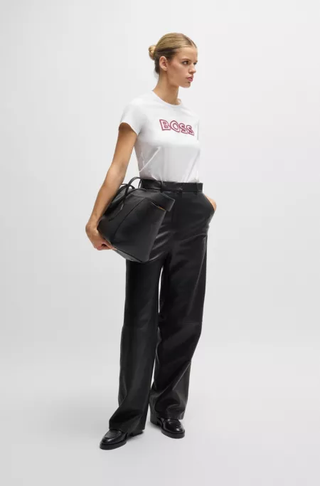 Mercerized-cotton T-shirt with logo detail