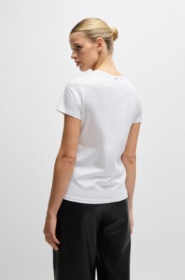 T-shirt en coton merceris&eacute; avec logo, Blanc