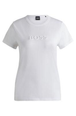 Hugo Boss Mercerized-cotton T-shirt With Logo Detail In White