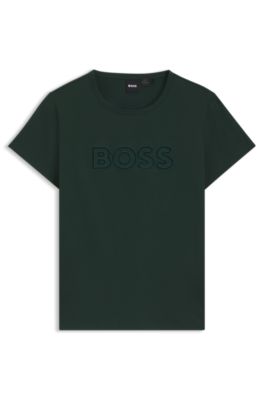 T-shirt en coton merceris&eacute; avec logo, Chaux