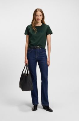 T-shirt en coton merceris&eacute; avec logo, Chaux