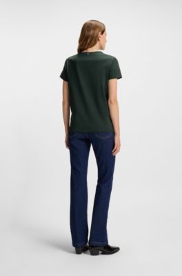 T-shirt en coton merceris&eacute; avec logo, Chaux