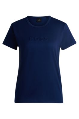 T-shirt en coton merceris&eacute; avec logo, bleu clair