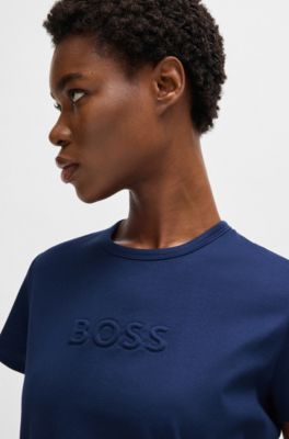 T-shirt en coton merceris&eacute; avec logo, bleu clair