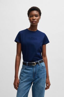 T-shirt en coton merceris&eacute; avec logo, bleu clair