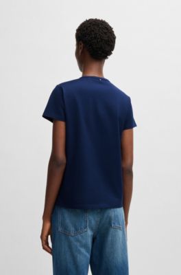 T-shirt en coton merceris&eacute; avec logo, bleu clair