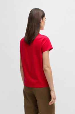 T-shirt en coton merceris&eacute; avec logo, Rouge