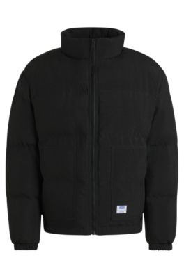 Hugo Boss Slim-fit Water-repellent Puffer Jacket With Logo Label In Black