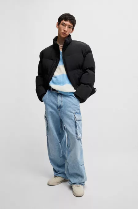 Logo-label puffer jacket with water-repellent finish