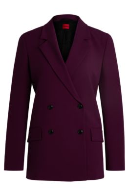 Hugo Boss Relaxed-fit Jacket With Double-breasted Closure In Purple