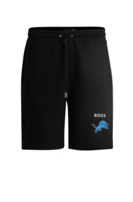 Shop Hugo Boss Boss X Nfl Cotton-terry Shorts With Special Artwork In Black