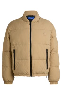 Regular-fit water-repellent jacket with logo badge, Beige