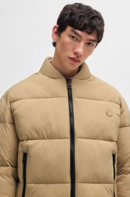 Regular-fit water-repellent jacket with logo badge, Beige