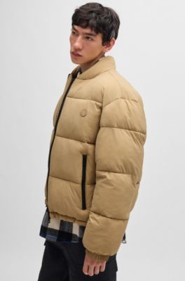 Regular-fit water-repellent jacket with logo badge, Beige