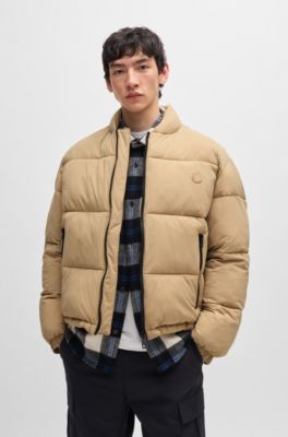 Regular-fit water-repellent jacket with logo badge, Beige