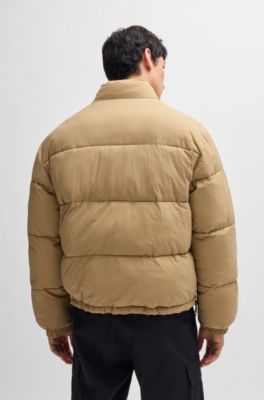 Regular-fit water-repellent jacket with logo badge, Beige