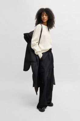 Water-repellent down jacket with stacked-logo trim, Black