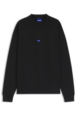 Logo-badge sweatshirt in pure cotton, Black