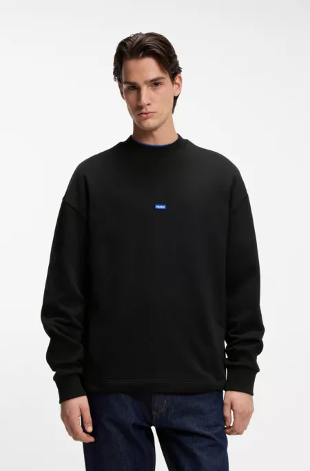 Cotton-terry sweatshirt with blue logo patch