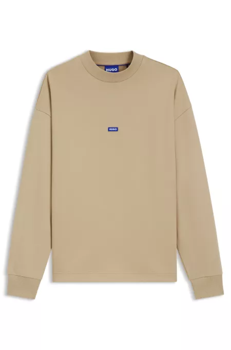 Cotton-terry sweatshirt with blue logo patch