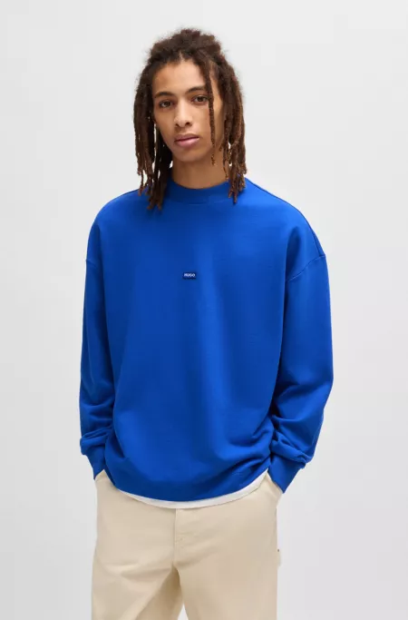 Cotton-terry sweatshirt with blue logo patch