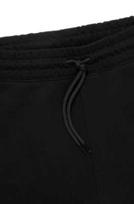 Cotton-terry shorts with logo patch, Black