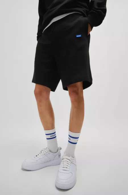 Cotton-terry shorts with logo patch